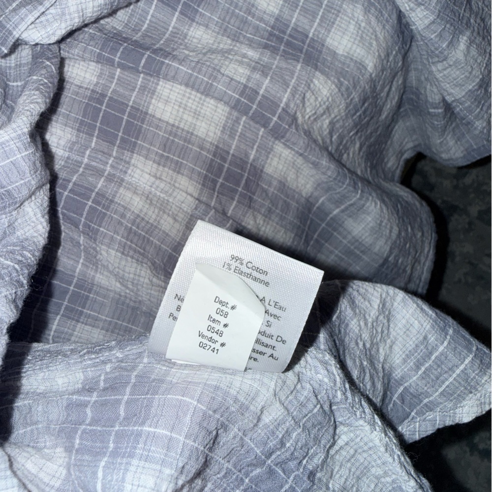 Eddie Bauer ladies gray plaid button up shirt, lightweight - Picture 8 of 10